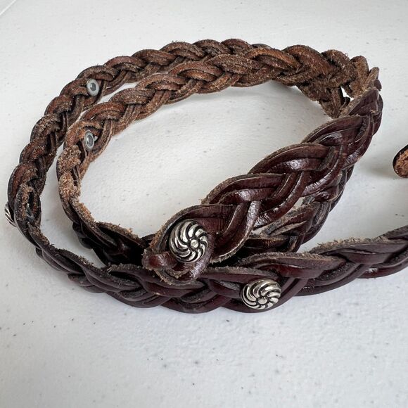 Donna Katz Women's Brown Braided Skinny Belt Genuine Leather Size M - Picture 2 of 8
